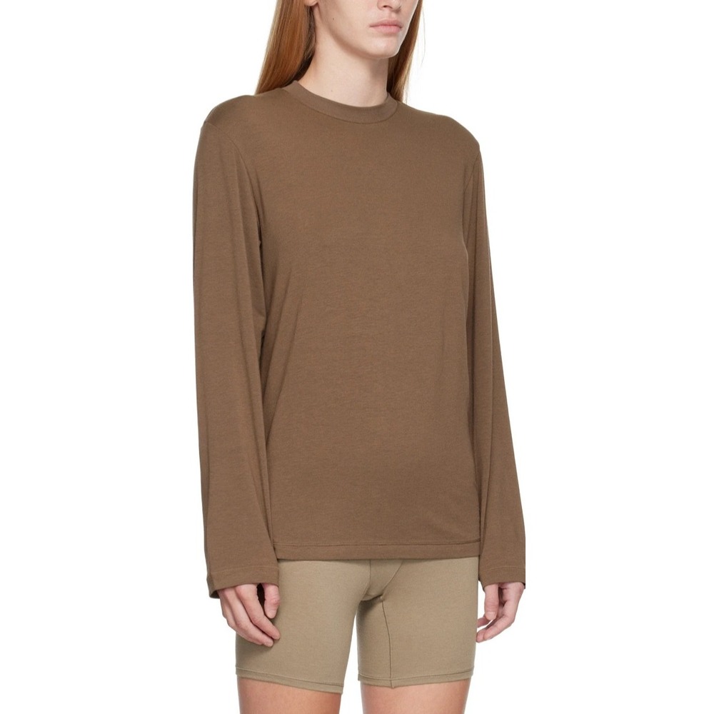 Skims Fits Everybody Long Sleeve T-Shirt Y2K Womens Size Large Brown A011415